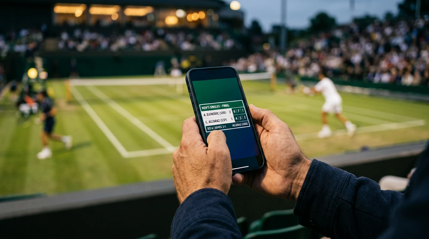 Marcador de partido de tenis en vivo con cuotas actualizándose durante el juego